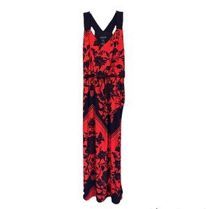 Enfocus Studio Women Casual Dress, Long Hinged Waist, Red and Black, Size 6